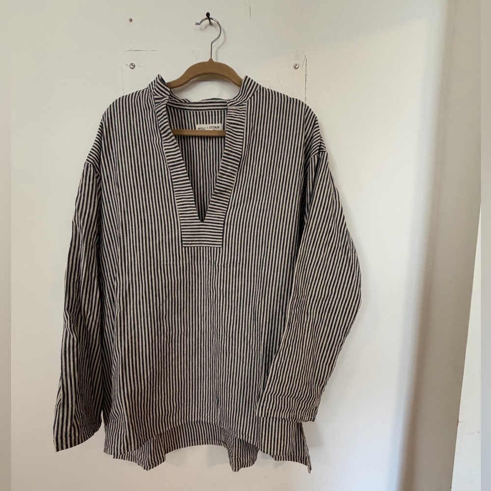 Nili Lotan Linen Striped Tunic